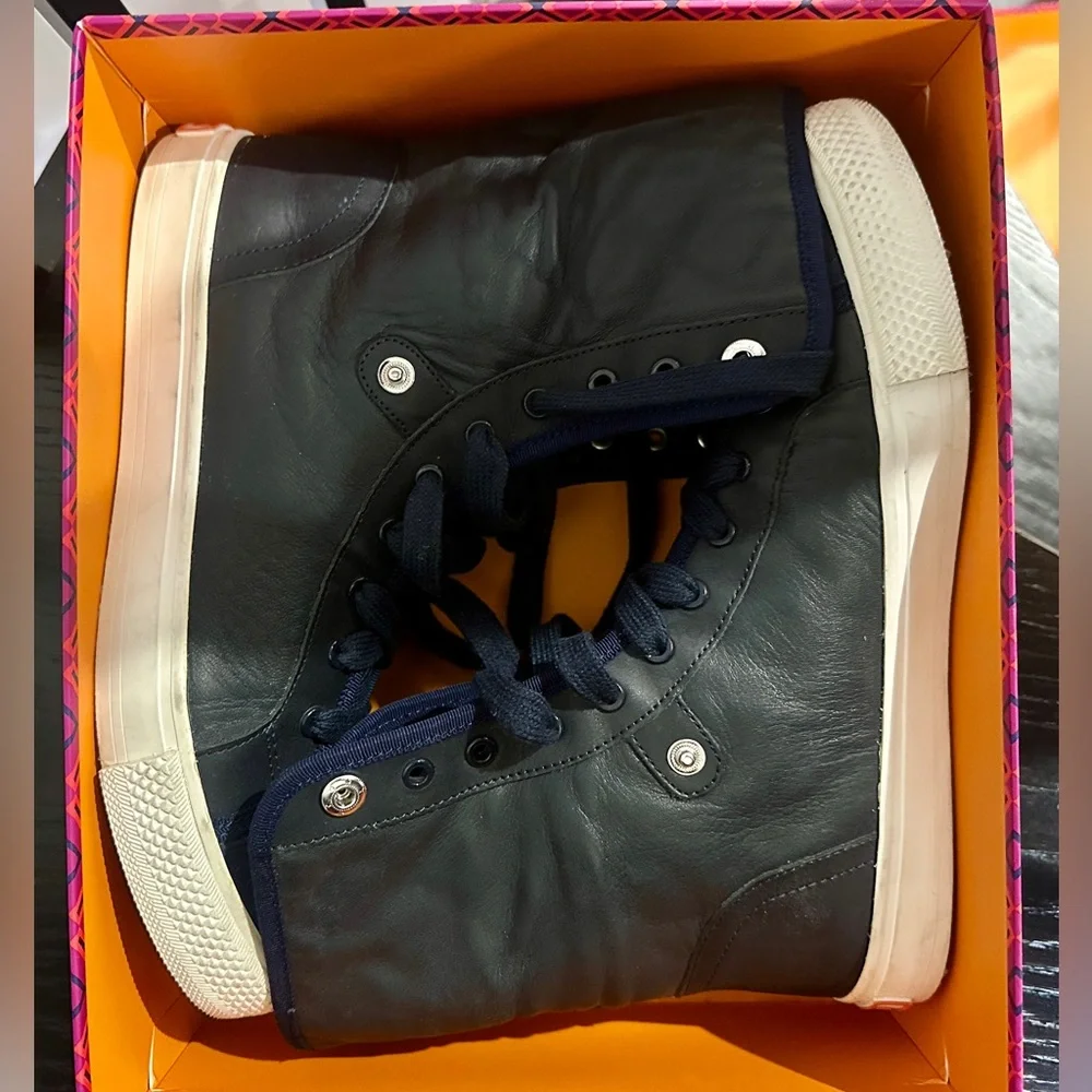 Tory Burch calf leather high top sneakers sz 8.5
